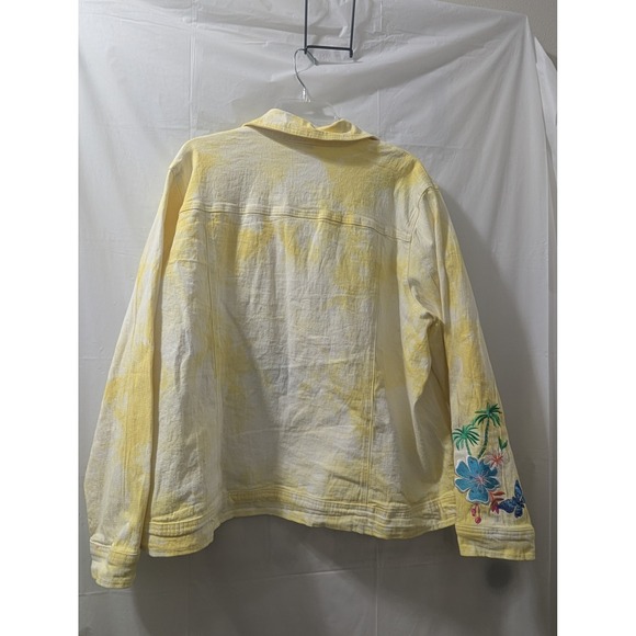 DG2 by Diane Gilman 3X Embroidered Floral Palm Tie Dye Denim Jacket‎ - Picture 3 of 7